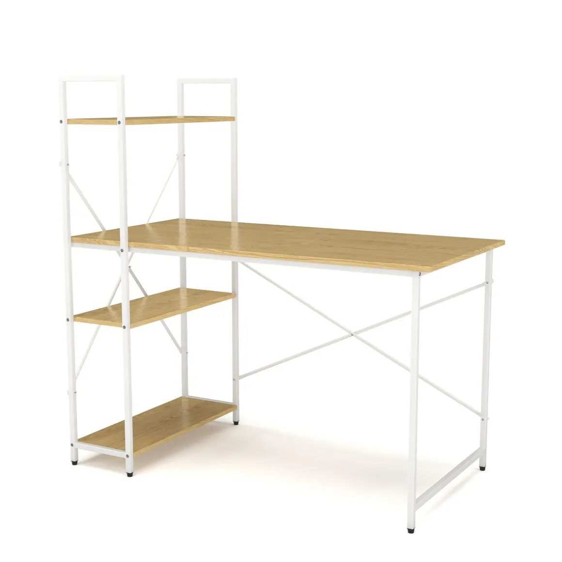 Schreibtisch FLORINA mit Regal 120 x 60 x 123 cm natur/weiss