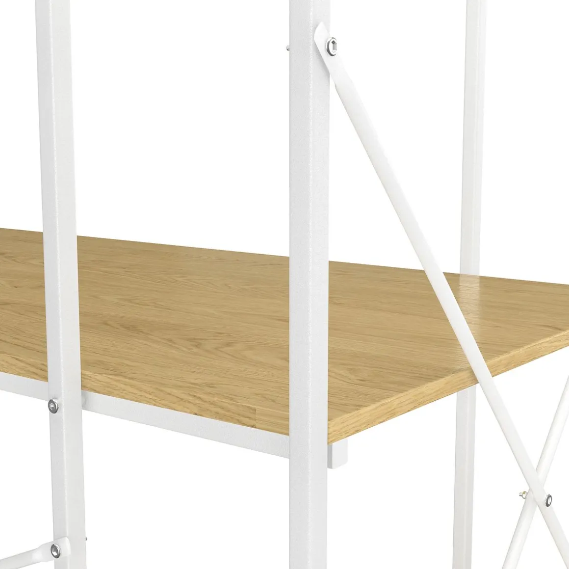 Schreibtisch FLORINA mit Regal 120 x 60 x 123 cm natur/weiss