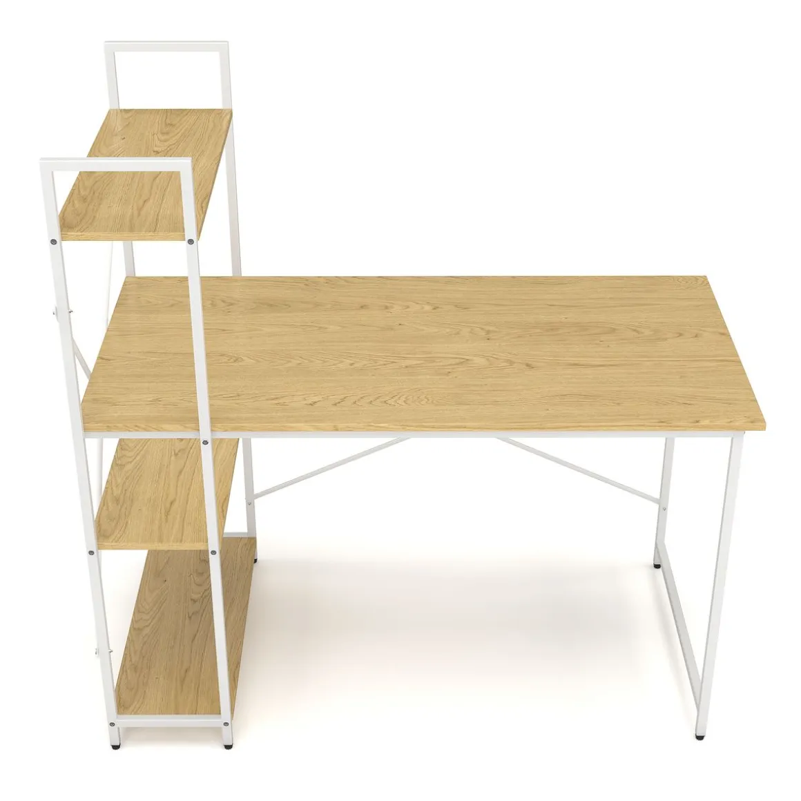 Schreibtisch FLORINA mit Regal 120 x 60 x 123 cm natur/weiss