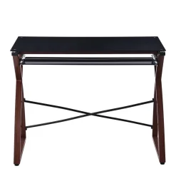 Schreibtisch Glas ALEK 99 x 73 x 75 cm schwarz/braun