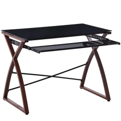 Schreibtisch Glas ALEK 99 x 73 x 75 cm schwarz/braun