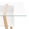 Schreibtisch Glas NEBULA mit Stauraum 110 x 55 x 75 cm weiss/braun