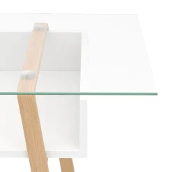 Schreibtisch Glas NEBULA mit Stauraum 110 x 55 x 75 cm weiss/braun
