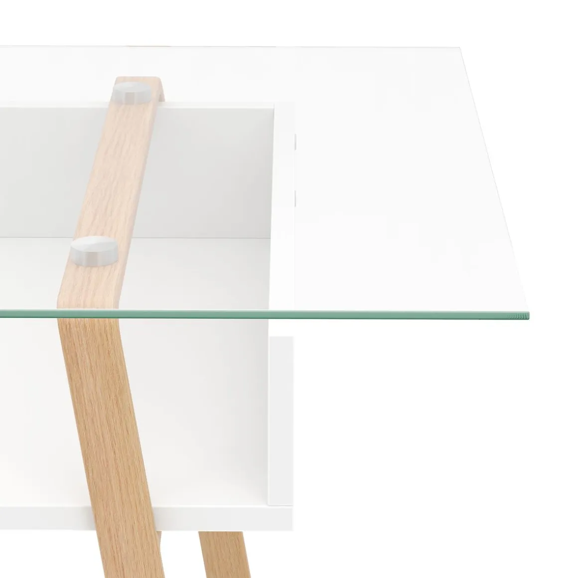 Schreibtisch Glas NEBULA mit Stauraum 110 x 55 x 75 cm weiss/braun
