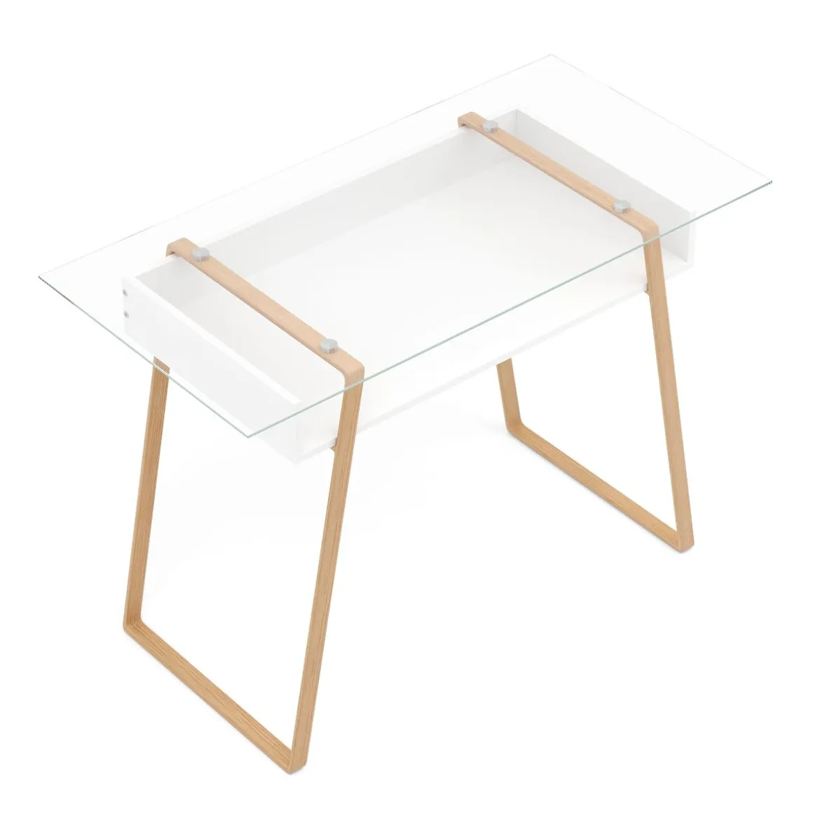 Schreibtisch Glas NEBULA mit Stauraum 110 x 55 x 75 cm weiss/braun