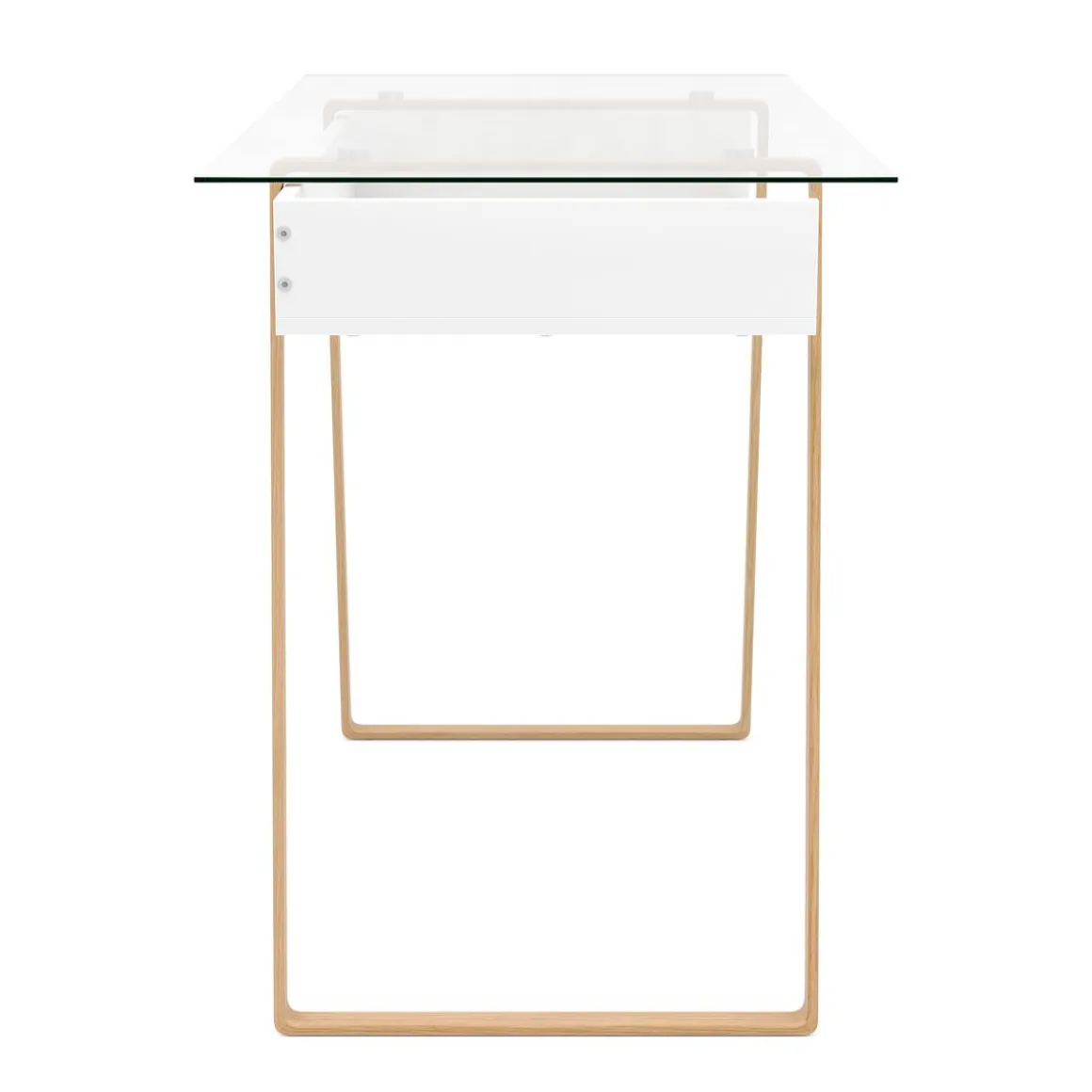 Schreibtisch Glas NEBULA mit Stauraum 110 x 55 x 75 cm weiss/braun