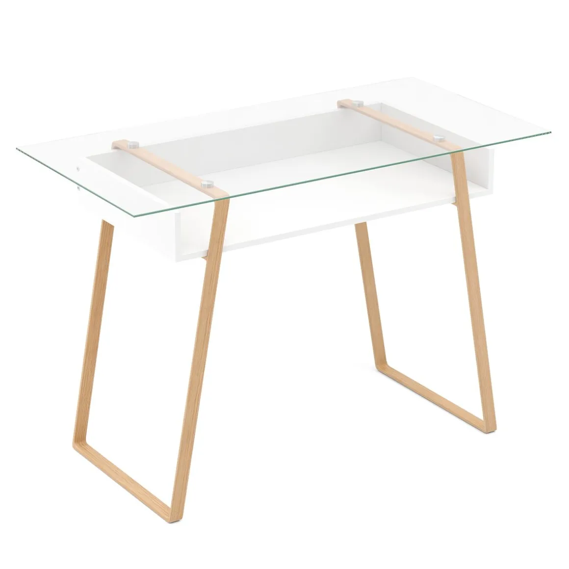 Schreibtisch Glas NEBULA mit Stauraum 110 x 55 x 75 cm weiss/braun