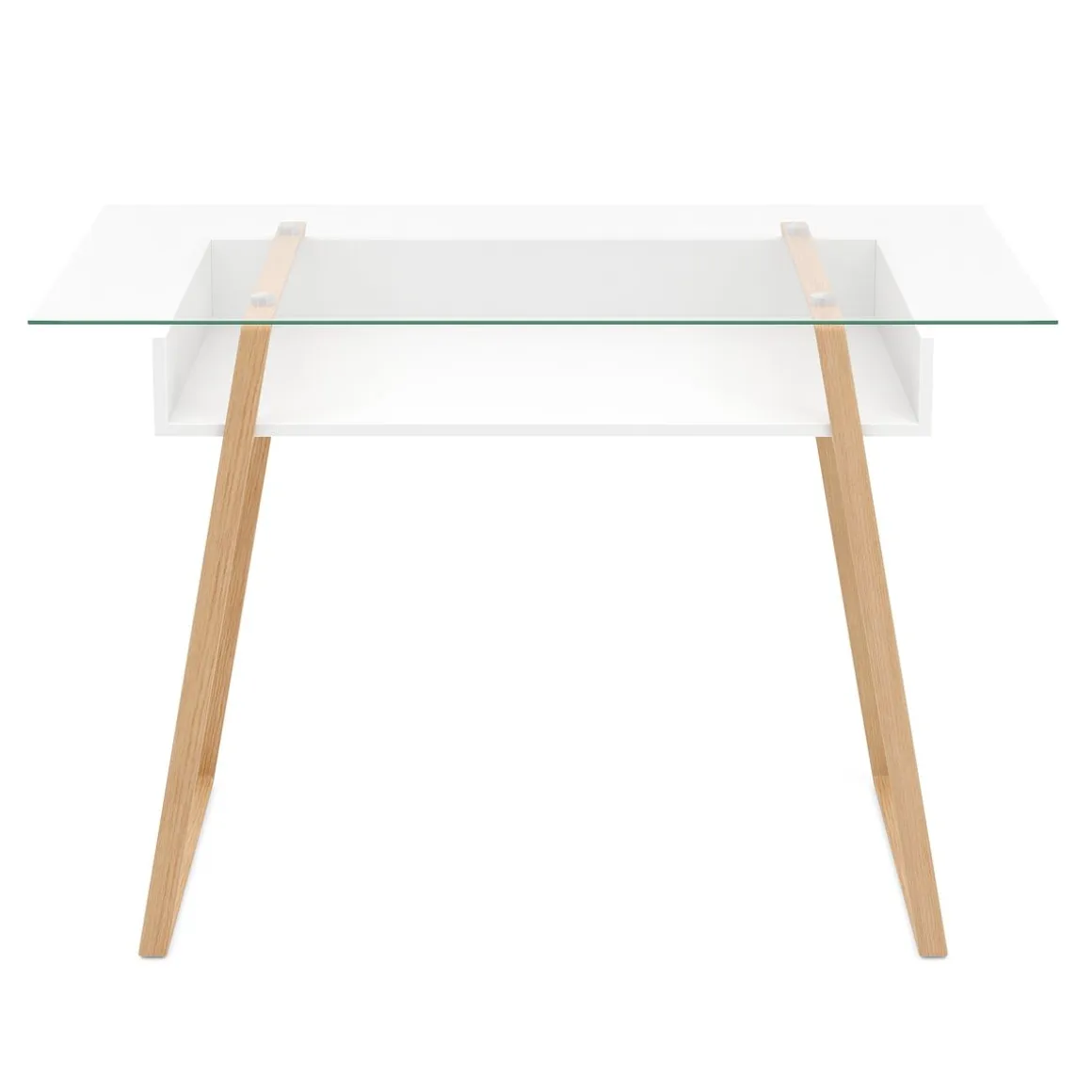 Schreibtisch Glas NEBULA mit Stauraum 110 x 55 x 75 cm weiss/braun