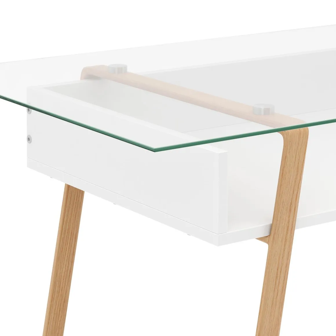 Schreibtisch Glas NEBULA mit Stauraum 110 x 55 x 75 cm weiss/braun