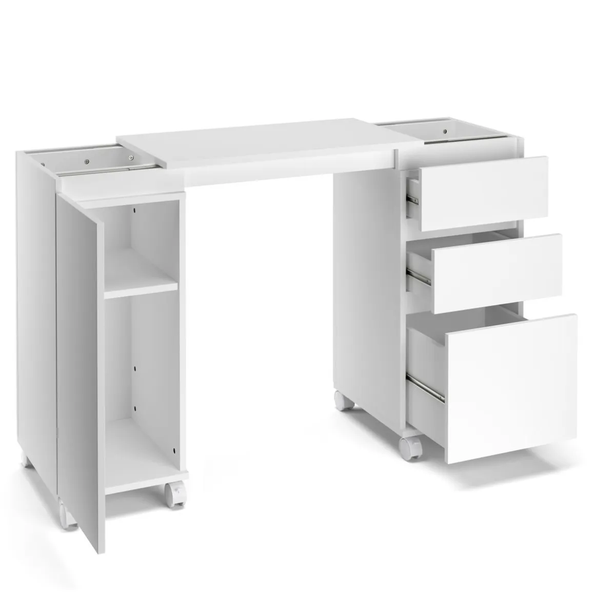 Schreibtisch GREYSON ausziehbar 66 - 121 x 38 x 76 cm weiss