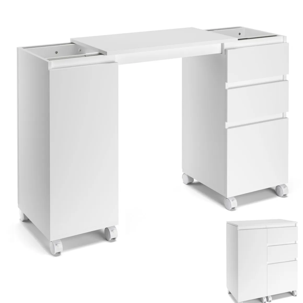 Schreibtisch GREYSON ausziehbar 66 - 121 x 38 x 76 cm weiss