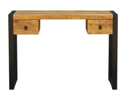 Schreibtisch Holz CYRIL mit Schubladen 110 x 50 x 77 cm natur/schwarz
