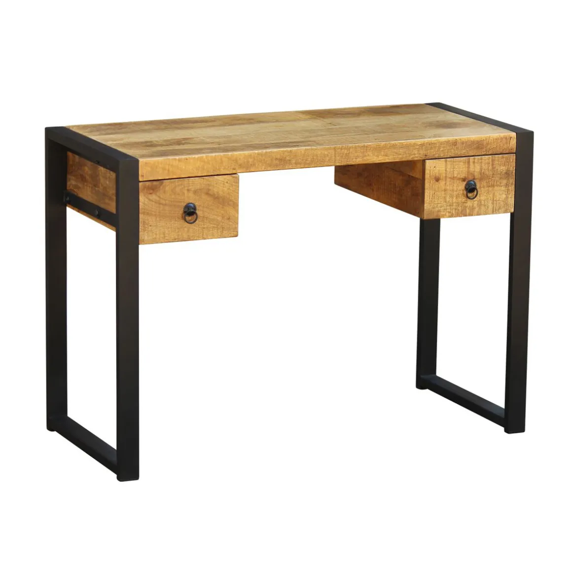 Schreibtisch Holz CYRIL mit Schubladen 110 x 50 x 77 cm natur/schwarz