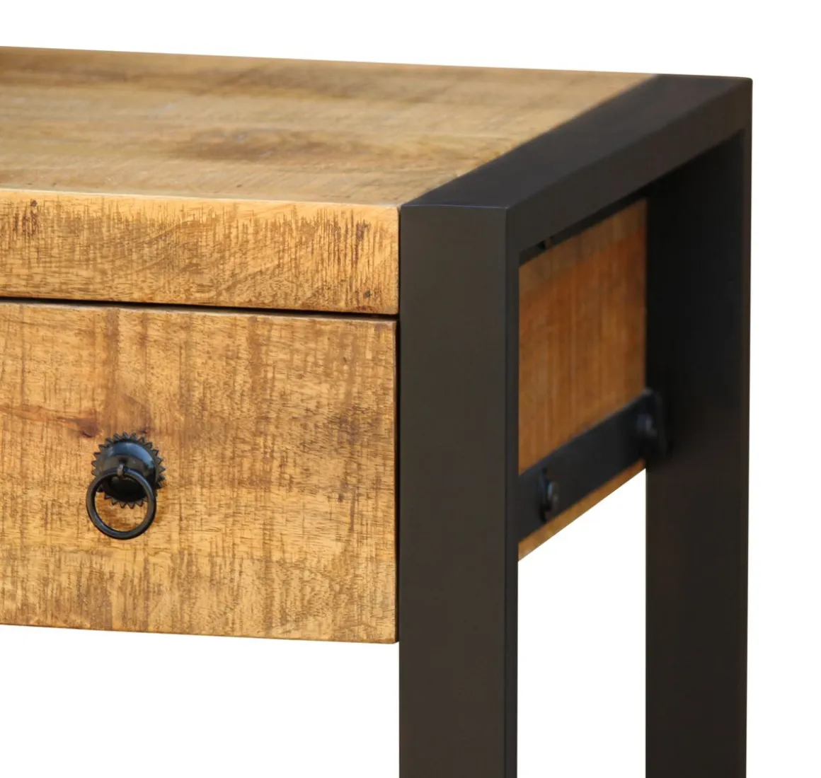 Schreibtisch Holz CYRIL mit Schubladen 110 x 50 x 77 cm natur/schwarz