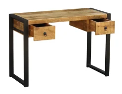 Schreibtisch Holz CYRIL mit Schubladen 110 x 50 x 77 cm natur/schwarz