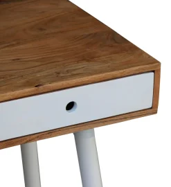 Schreibtisch Holz JOELLE mit Stauraum 120 x 60 x 76 cm natur/weiss