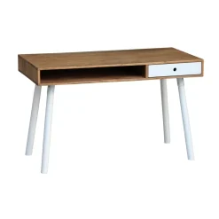 Schreibtisch Holz JOELLE mit Stauraum 120 x 60 x 76 cm natur/weiss