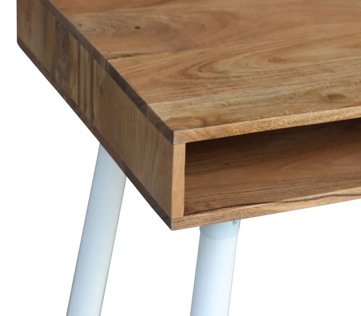 Schreibtisch Holz JOELLE mit Stauraum 120 x 60 x 76 cm natur/weiss