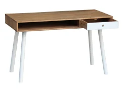 Schreibtisch Holz JOELLE mit Stauraum 120 x 60 x 76 cm natur/weiss