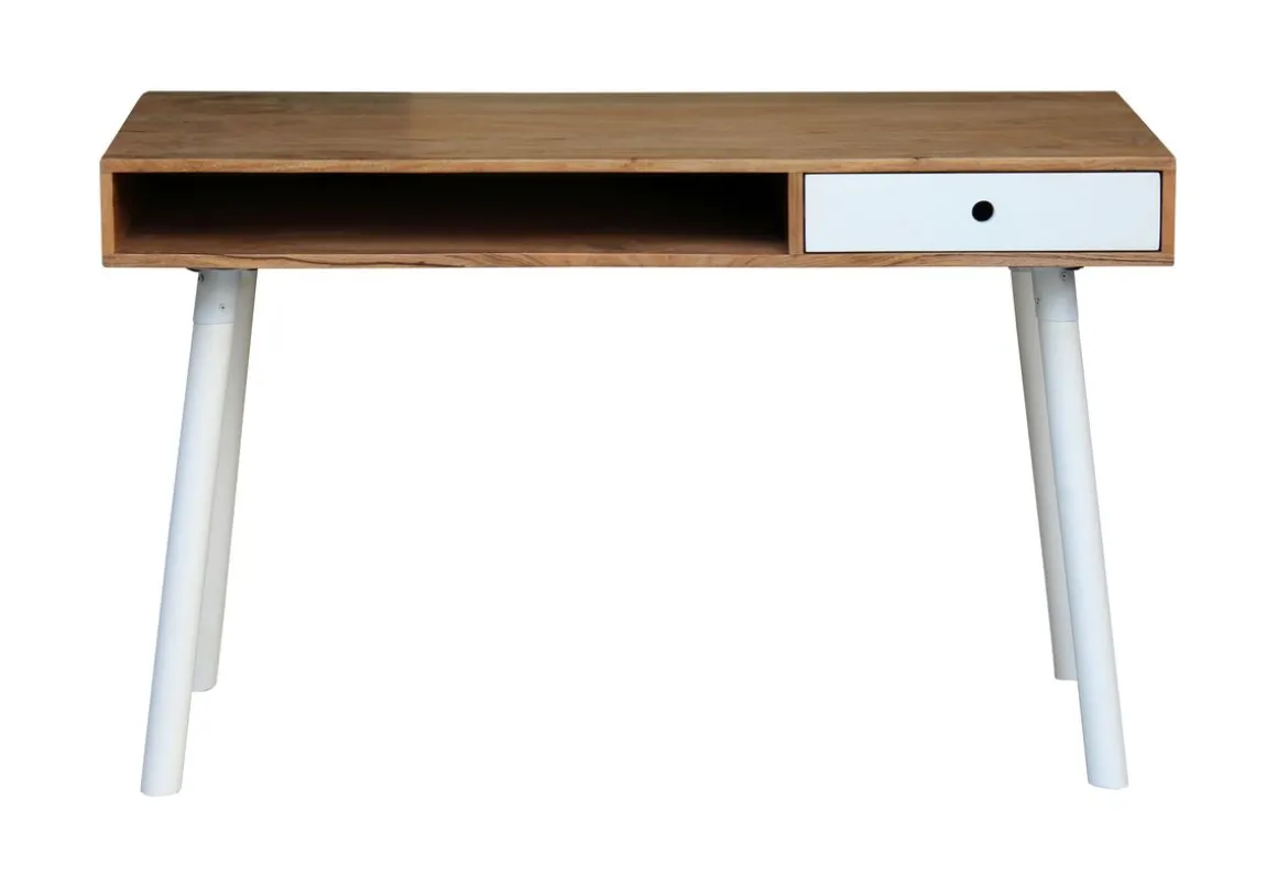 Schreibtisch Holz JOELLE mit Stauraum 120 x 60 x 76 cm natur/weiss