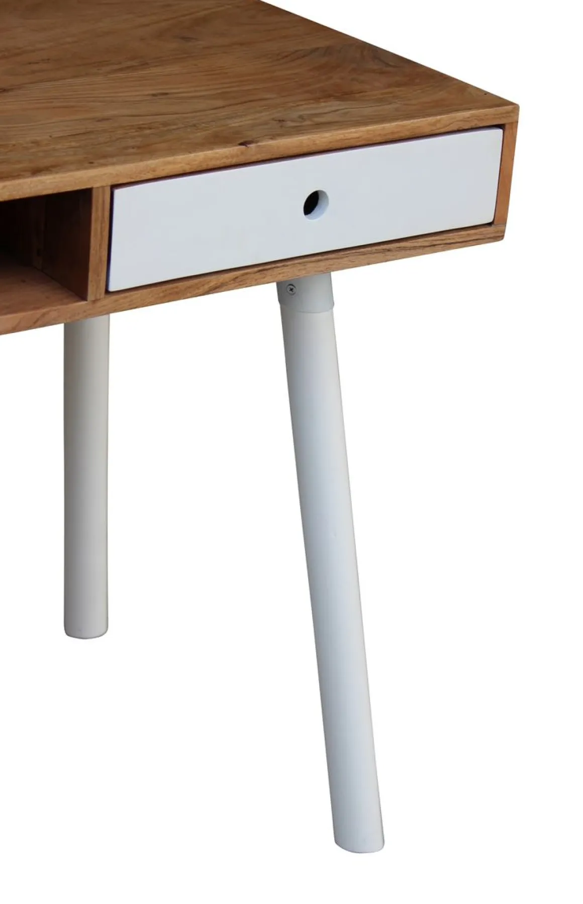 Schreibtisch Holz JOELLE mit Stauraum 120 x 60 x 76 cm natur/weiss
