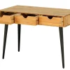 Schreibtisch Holz PIAF mit Schubladen 110 x 50 x 76 cm natur/schwarz