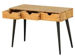 Schreibtisch Holz PIAF mit Schubladen 110 x 50 x 76 cm natur/schwarz