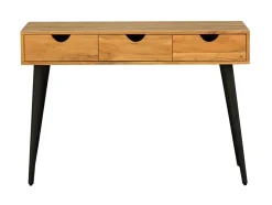 Schreibtisch Holz PIAF mit Schubladen 110 x 50 x 76 cm natur/schwarz