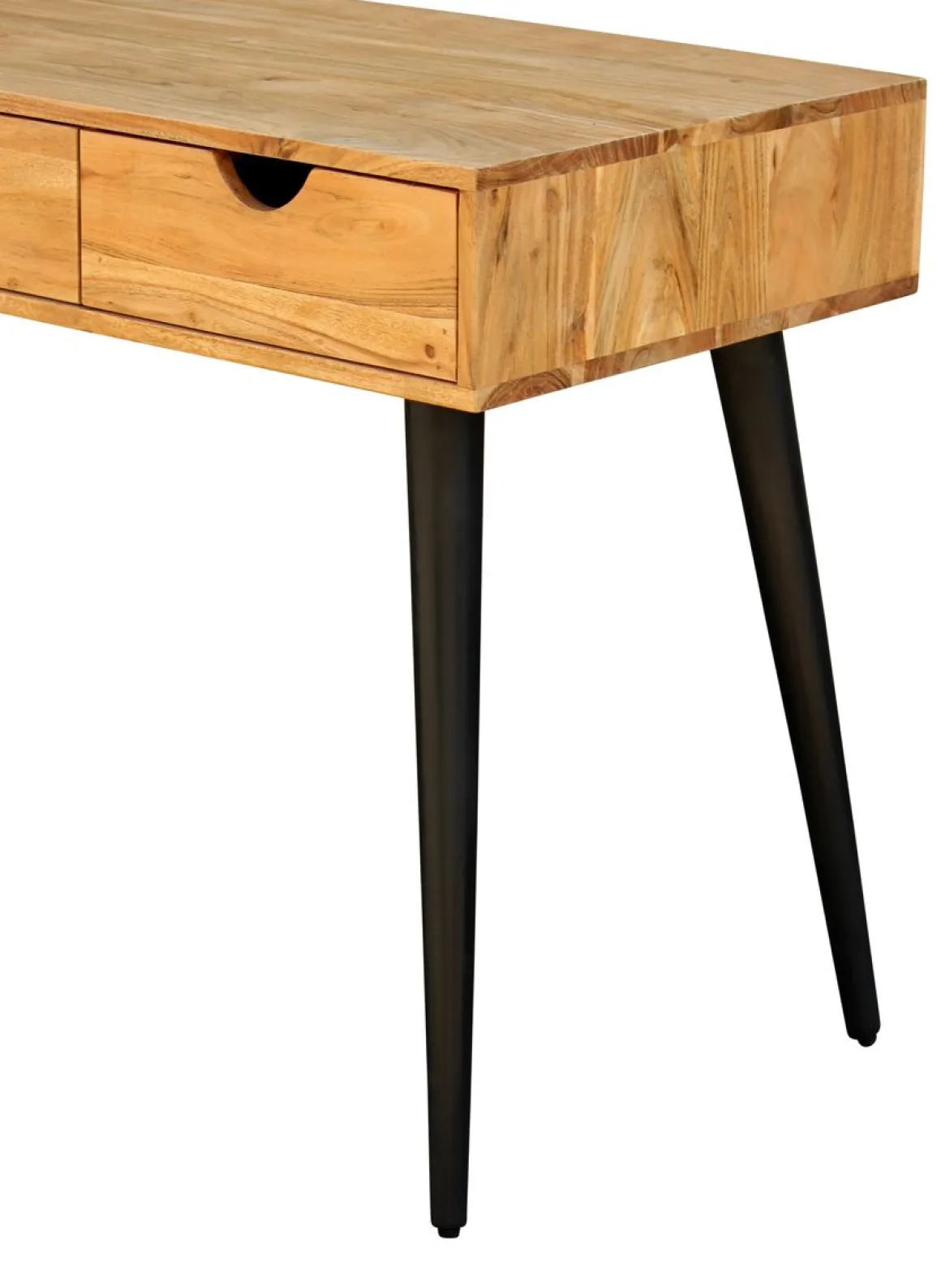 Schreibtisch Holz PIAF mit Schubladen 110 x 50 x 76 cm natur/schwarz