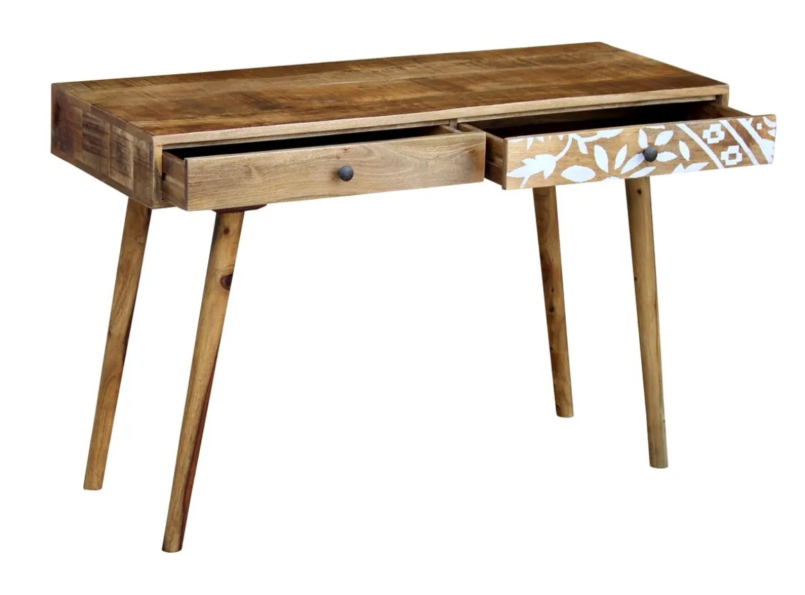 Schreibtisch Holz Vintage KUNIS mit Schubladen 120 x 45 x 76 cm