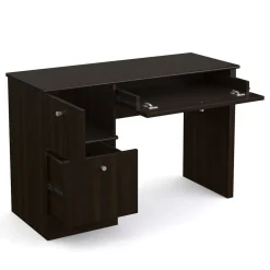 Schreibtisch Holz WALTER mit Stauraum 118 x 47 x 77 cm dunkelbraun
