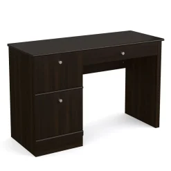Schreibtisch Holz WALTER mit Stauraum 118 x 47 x 77 cm dunkelbraun