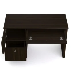 Schreibtisch Holz WALTER mit Stauraum 118 x 47 x 77 cm dunkelbraun