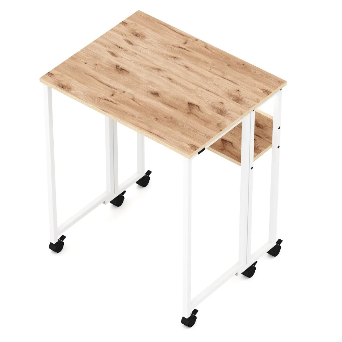 Schreibtisch klappbar auf Rollen DUNE 63 x 50 x 75 cm hellbraun/weiss