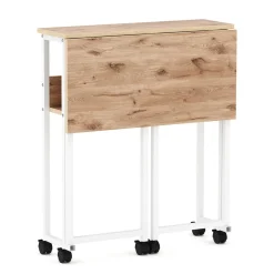Schreibtisch klappbar auf Rollen DUNE 63 x 50 x 75 cm hellbraun/weiss