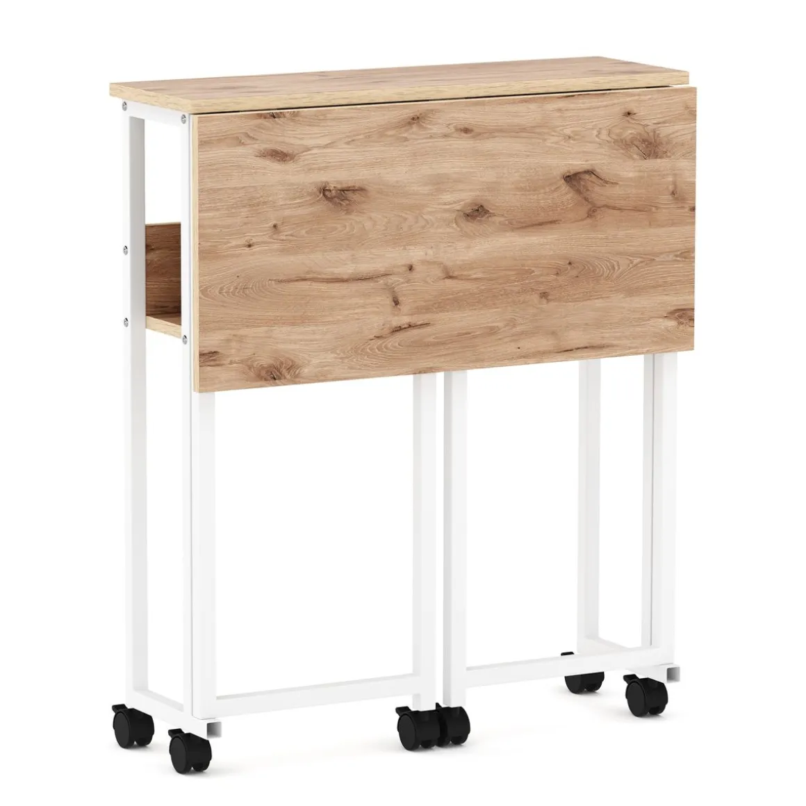 Schreibtisch klappbar auf Rollen DUNE 63 x 50 x 75 cm hellbraun/weiss