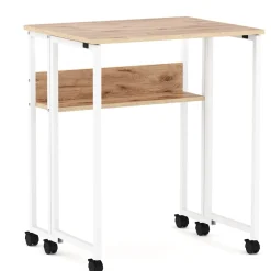 Schreibtisch klappbar auf Rollen DUNE 63 x 50 x 75 cm hellbraun/weiss