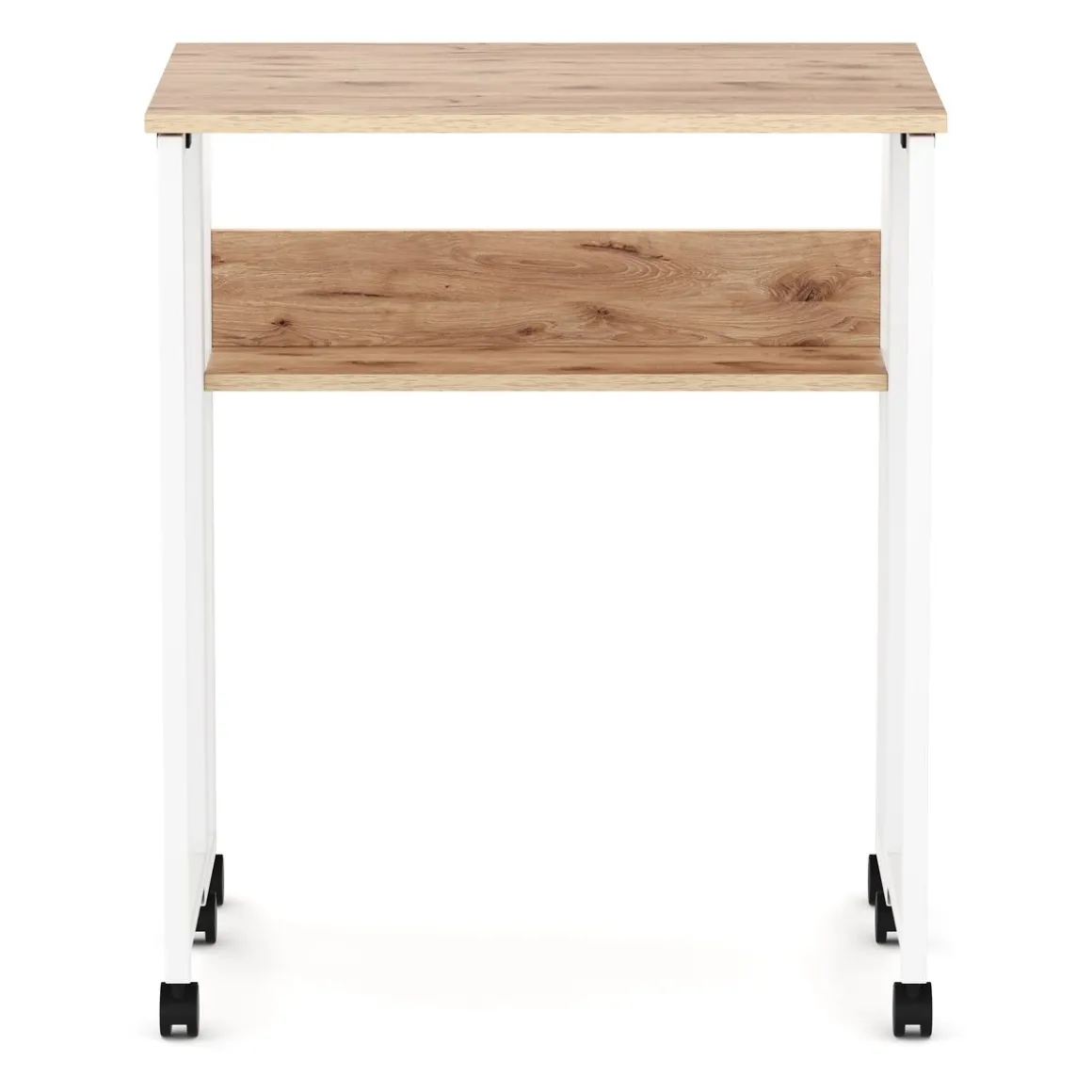 Schreibtisch klappbar auf Rollen DUNE 63 x 50 x 75 cm hellbraun/weiss