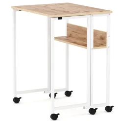 Schreibtisch klappbar auf Rollen DUNE 63 x 50 x 75 cm hellbraun/weiss
