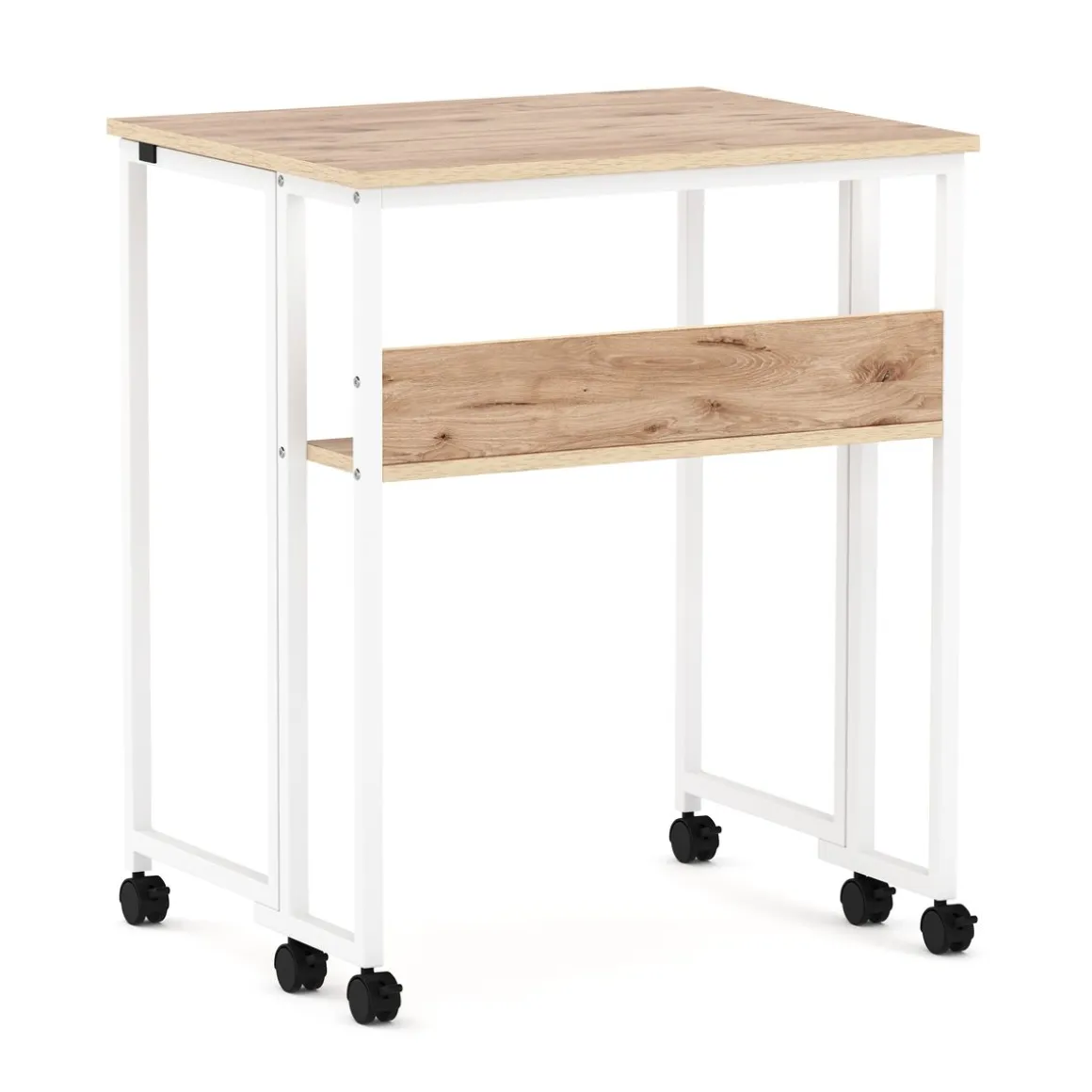 Schreibtisch klappbar auf Rollen DUNE 63 x 50 x 75 cm hellbraun/weiss