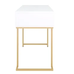 Schreibtisch Konsolentisch TESSY mit Schubladen 115 x 50 x 77 cm weiss/gold