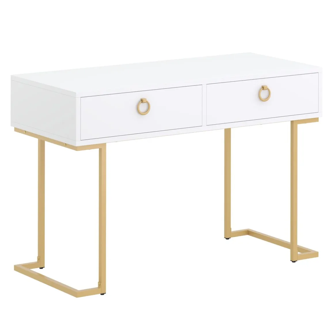 Schreibtisch Konsolentisch TESSY mit Schubladen 115 x 50 x 77 cm weiss/gold