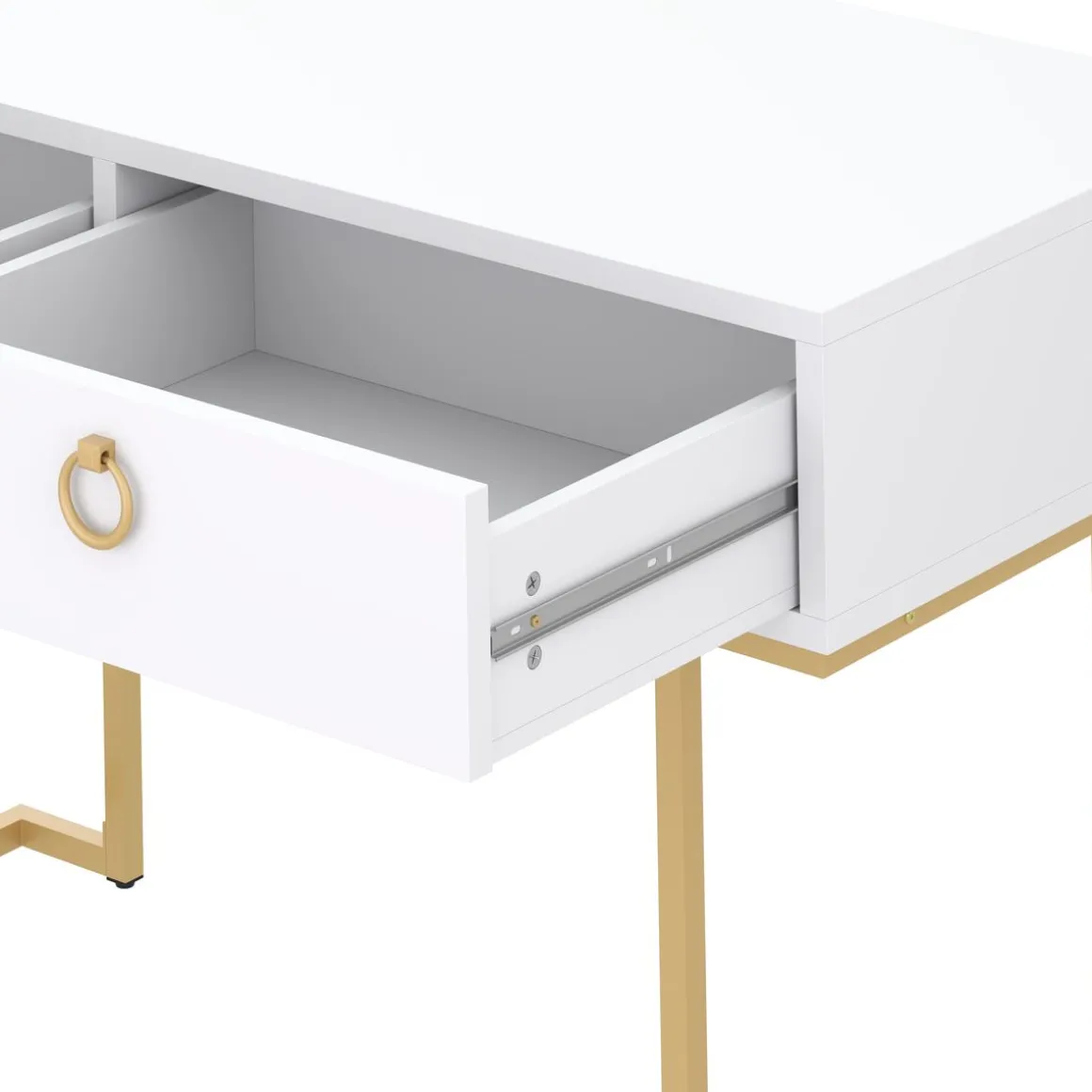 Schreibtisch Konsolentisch TESSY mit Schubladen 115 x 50 x 77 cm weiss/gold