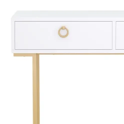 Schreibtisch Konsolentisch TESSY mit Schubladen 115 x 50 x 77 cm weiss/gold
