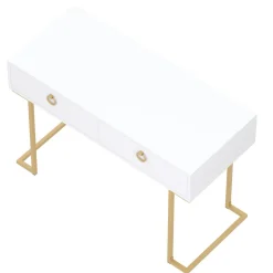 Schreibtisch Konsolentisch TESSY mit Schubladen 115 x 50 x 77 cm weiss/gold