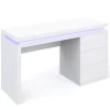 Schreibtisch LED LEANDRO mit Schubladen 140 x 50 x 78 cm weiss