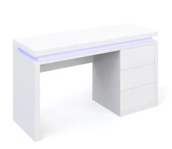 Schreibtisch LED LEANDRO mit Schubladen 140 x 50 x 78 cm weiss