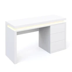 Schreibtisch LED LEANDRO mit Schubladen 140 x 50 x 78 cm weiss