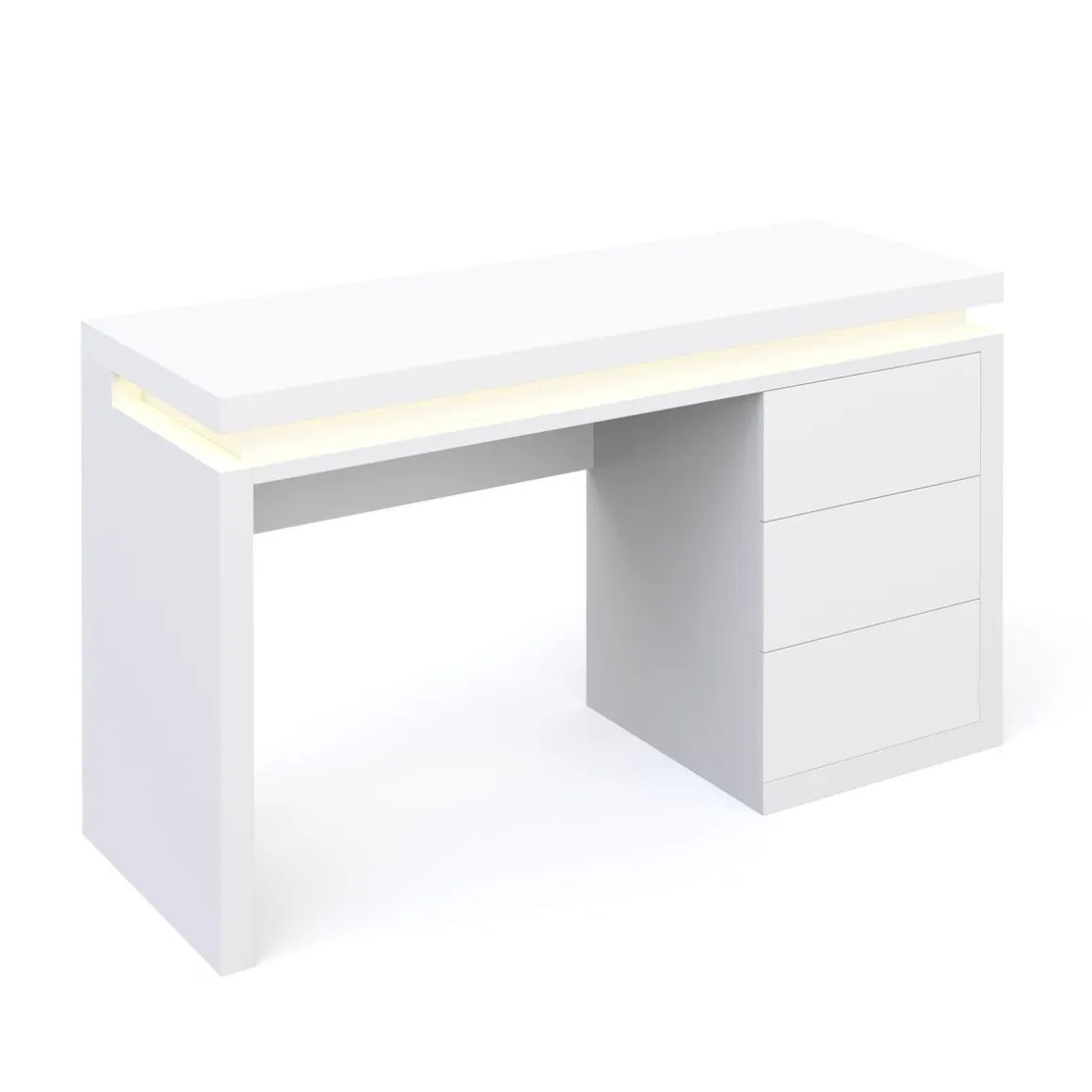 Schreibtisch LED LEANDRO mit Schubladen 140 x 50 x 78 cm weiss