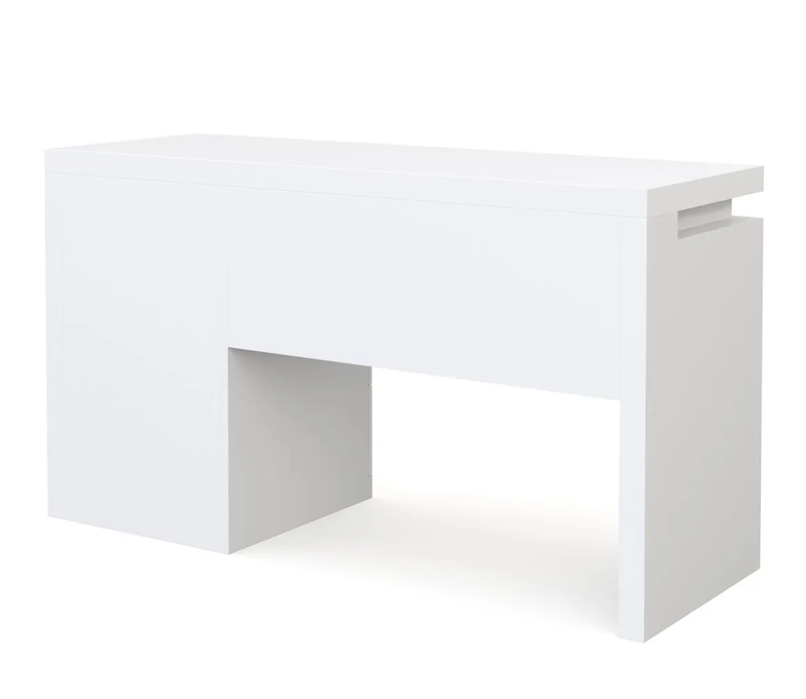 Schreibtisch LED LEANDRO mit Schubladen 140 x 50 x 78 cm weiss